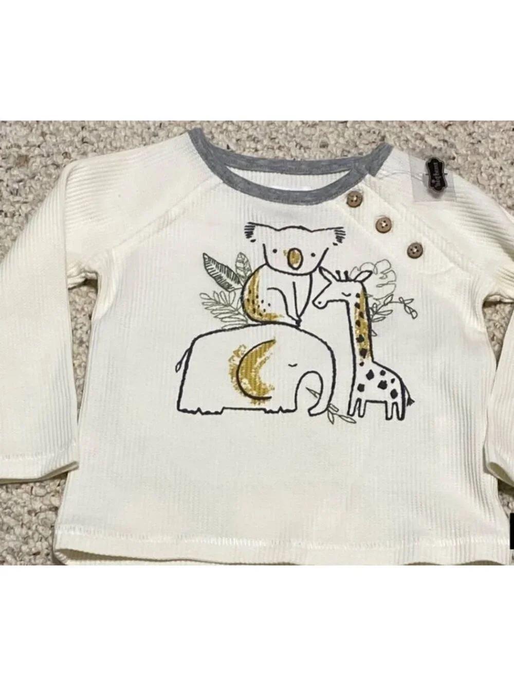 Mud Pie 3m 6m 9-12m NWOT Waffle knit buffalo check koala giraffe elephant safari